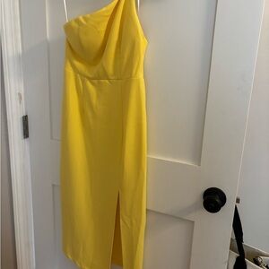 Hello Molly Yellow Asymmetrical One Shoulder Cocktail Dress